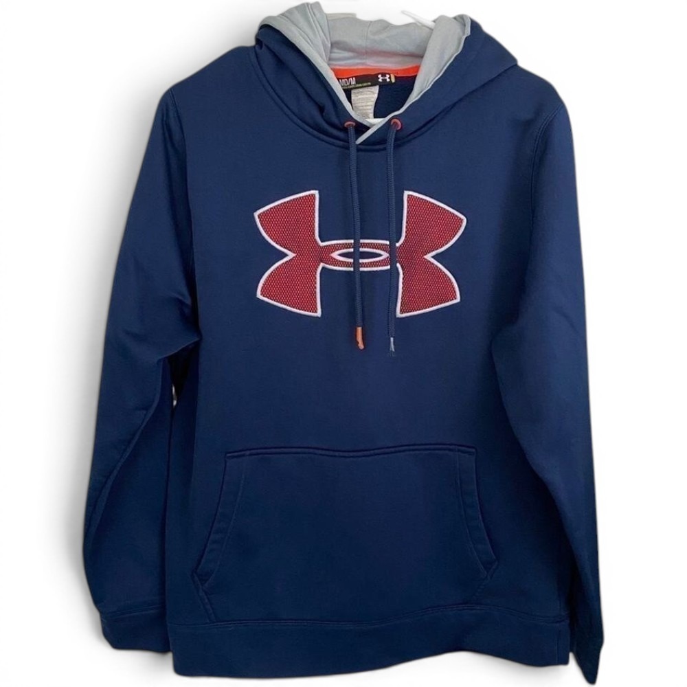 Under Armour Hoodie Women Medium Navy Storm1 Logo Pullover Loose Sweatshirt